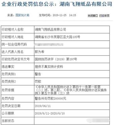 因提供不真實統計資料 湖南一紙箱廠被罰20萬